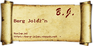 Berg Jolán névjegykártya